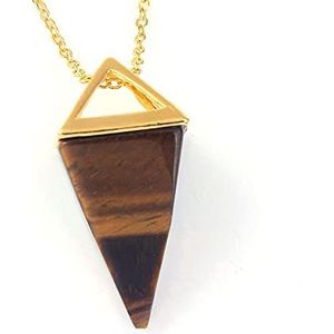 Reiki Chakra Piramide Pendolo Gemma Naturale di Pietra Del Pendente Della Collana Monili Europei Hexagon Cristallo di Modo Pilastro Amuleto Gioielli-Tiger Eye GOUD