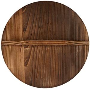 Angoily Natuurlijke Houten Wok Deksel Vintage Gietijzeren Wok Cover met Ergonomische Handvat Kookgerei Deksel Protector voor Thuis Keuken Accessoire 36cm Willekeurige Kleur