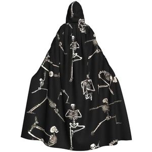 WURTON Skeletten Yoga Print Hooded Mantel Unisex Volwassen Mantel Halloween Kerst Hooded Cape Voor Vrouwen Mannen