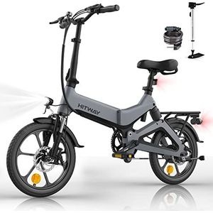 HITWAY Elektrische fiets, inklapbaar, 16 inch, e-bike voor volwassenen met Li-batterij 36 V, maximale snelheid: 25 km/u, 35-70 km