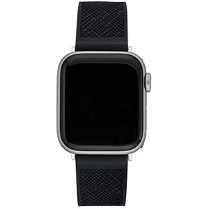 Anne Klein Siliconen modieuze band voor Apple Watch veilig, verstelbaar, Apple Watch Band vervanging, past op de meeste polsen, Zwart/Zilver, 38/40/41mm, WK/1026SVBK384041
