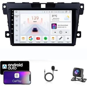 9 Inch Autoradio Compatibel voor Mazda Cx-7 2008-2015 met GPS Navigatie CarPlay Android Auto Acht-Core 4G Bluetooth WiFi MirrorLink Stuurwiel Afstandsbediening(T6 8 Core 4G+Wifi 8G+128G)