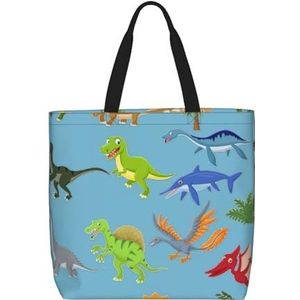 FRGMNT Koude Boom Camouflage Print Tote Bag Voor Vrouwen, Casual Rits Tote Mode Schouder Handtas Hobo Tas Met Zakken, Cartoon Dinosaurus Afbeeldingen, Eén maat