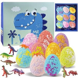 Dinosaurus badbruisballen voor kinderen, 9 stuks, badbruisballen met verrassingsspeelgoed, cadeauset voor verjaardagen, Kerstmis, Valentijnsdag, Halloween, Pasen, cadeaus voor jongens en meisjes