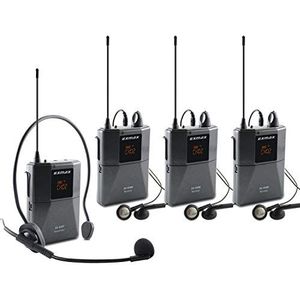 EXMAX UHF-938 Professioneel UHF Draadloos Gids Systeem voor Tour Guiding, Onderwijs, Reizen, Veld Interpretatie - 1 Zender en 3 Ontvangers