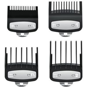 4 stuks trimmer-opzetstukken, opschuifkam voor scheermachine, limietkammen, geleidingskam, vervanging voor tondeusekop, 6 mm, 4,5 mm, 3 mm en 1,5 mm, voor standaard tondeuse voor familie, salon