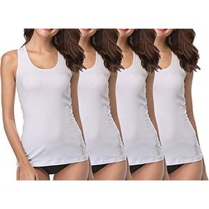 BestSale247 4 stuks dames onderhemden - tanktops van 100% gekamd katoen wit, 4 stuks | tanktop wit, 36-38