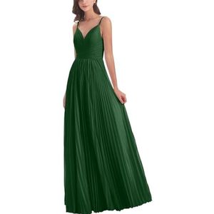 Dames spaghettibandjes chiffon bruidsmeisjes jurken lange formele jurken en avondjurken, Emerald Groen, 52 grote maten
