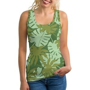 Groene Tropische Monstera Lichtgewicht Tank Top voor Vrouwen Mouwloze Workout Tops Yoga Racerback Running Shirts XL