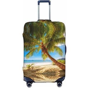 UNIOND Groene palmbomen oceaan bedrukte bagage cover elastische reiskoffer cover protector fit 18-32 inch bagage, Zwart, S