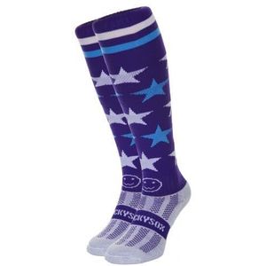 WackySox Paarse Sterren Knielengte Paardensport Rijsokken, Blauw, M