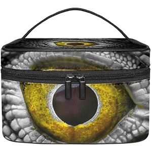 Dinosaurus oog make-up organizer tas, reismake-up tas organizer case draagbare cosmetische tas voor vrouwen en meisjes toiletartikelen, Meerkleurig, 22.5x15x13.8cm/8.9x5.9x5.4in