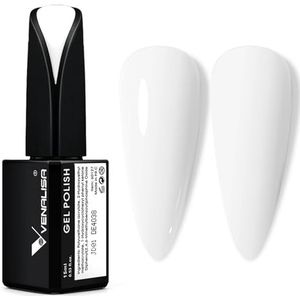 Venalisa Witte nagellakgel, neutrale kleur, soak-off, uv/led-lamp, nagelontwerp, nagelkunst, doe-het-zelf, manicureset, schoonheidscadeau, 15 ml
