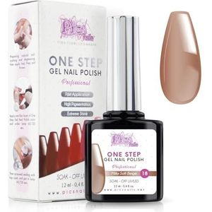Semi-Permanente UV/Led Nagellak One Step 12 ml - Zacht Melkachtig Beige - UV Gel Kleur voor Glanzende Nagels met of zonder Basis en Top Coat