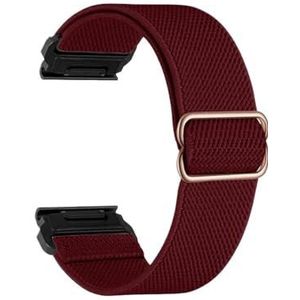 20 22 26 mm elastisch geweven nylon lusband geschikt for Garmin Fenix ​​7X 6X 5X 7S 6S 5S Pro 7 6 5 Plus 3HR 945 Epix Gen 2 Enduro horlogeband (Color : Wine Red-Black, Size : For Garmin 26mm)