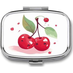 Leuke Cherry Pill Box Pil Case Leuke Pil Organizer Pil Houder Geneeskunde Pil Organizer Pil Container Dagelijkse Pil Organizer Kleine Pillendoos Pil Case voor Purse Pocket