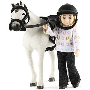LUNDBY Poppenhuis poppenset met 5 delen - moderne pop met paard & poppenkleding - pop voor jongens en meisjes - hoogwaardige poppenhuis accessoires - 1:18 pop klein 15x35x90mm - pop vanaf 3 jaar