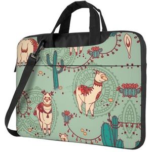 SSIMOO Zeemeermin visschaal stijlvolle en lichtgewicht laptop messenger tas, handtas, aktetas, perfect voor zakenreizen, Lama's, 14 inch