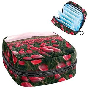 Maandverband Opbergtas, Periode Kit Bag voor School, Menstruatie Cup Pouch, Maandverband Pads Organizer Bag, Rood bloeien