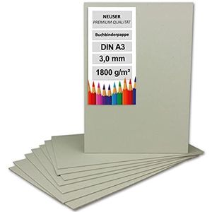 NEUSER PAPIER 30 x kartonnen boekbinders, DIN A3, 29,7 x 42 cm, dikte 3,0 mm (0,3 cm), gewicht: 1800 g/m², grijs karton voor knutselen, modelbouw, boekbinden