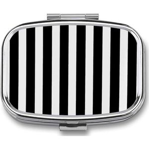 Zwart & Wit Streep Pillendoos Pil Case Leuke Pil Organizer Pil Houder Geneeskunde Pil Organizer Pil Container Dagelijkse Pil Organizer Kleine Pillendoos Pil Case voor Portemonnee Pocket