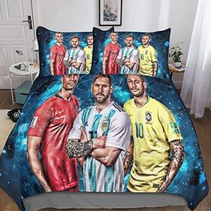 HESHS Cristiano Ronaldo dekbedovertrek CR7 bedrukt dekbedovertrek anime voor jongens meisjes kinderen slaapkamer kind mode beddengoed dekbedovertrek decor tweepersoons (200 x 200 cm)