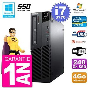 Lenovo ThinkCentre M82 SFF i7-3770 RAM 4GB SSD 240GB DVD-brander WiFi W7 (Refurbished)