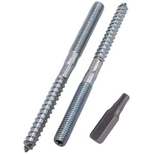 SKIR'CO (25 stuks) Stokschroeven M8 x 110 mm, plugschroeven met dubbele draad, dubbele kopbouten