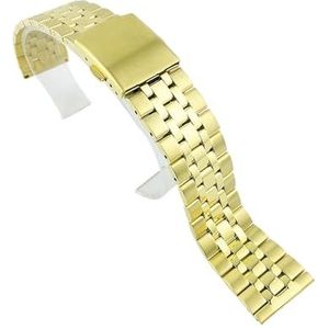 10mm 12mm 14mm 16mm 18mm 19mm 20mm 22mm roestvrij stalen horlogeband band vouwsluiting compatibel met mannen vrouwen horloge vervangende armband (Color : Gold, Size : 18mm)