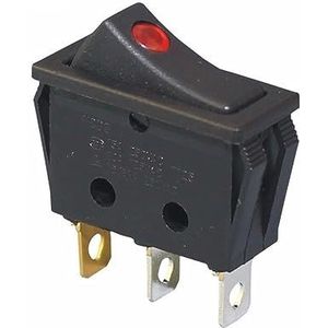 Tuimelschakelaar, zwart, AANOFF, 3-polig, SPST, 15A, A, 250 VAC, 12 volt, LED-spot-led, automatische schakelaar, rood (kleur: 220 V, maat: 5 stuks)