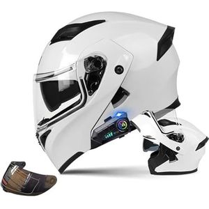 Motorsysteemhelm Met Bluetooth, Motorhelm, Integraalhelm Met Dubbel Vizier, ECE-Gecertificeerd, Modulaire Valhelm Voor Heren En Dames C,L59-60CM