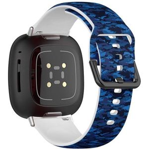 Zachte sportband compatibel met Fitbit Sense / Sense 2 / Versa 4 / Versa 3 (Shark Camouflage), siliconen armband, accessoire