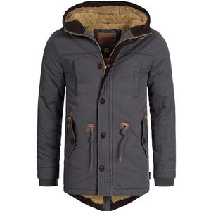 INDICODE JEANS Winterparka 'Barge'  donkerbruin / basaltgrijs / olijfgroen