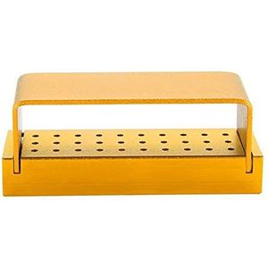 Dental Autoclaveerbare box, tandheelkundige desinfectiehouder, box, 30 gaten, desinfectiebox van aluminium, voor tandheelkundige boor, blokhouder, autoclaveerbaar tandartsgereedschap (goud)