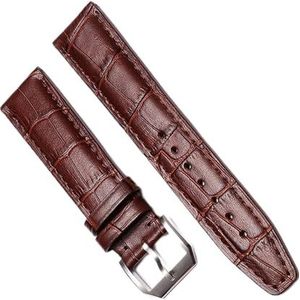 INSTR Lederen Horloge Armband Voor IWC PILOT WATCHES PORTOFINO PORTUGIESER Mannen Band Horloge Band Accessorie (Color : Brown-Silver Clasp1, Size : 21mm)