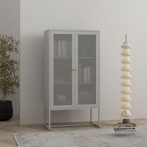 [en.casa] Archiefkast Sund metalen kast met 2 deuren kantoorkast 150x80x40 cm multifunctionele kast grijs