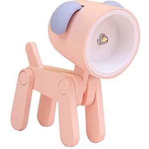 SUFUBAI Cartoon Mini Nachtlampje DIY Leuke Hond Nachtlampje LED Bureaulamp Draagbaar Verstelbaar Nachtlampje Oogbescherming voor Thuiskantoor College Slaapzaal Meisjes Jongens Decor Cadeau (Roze)