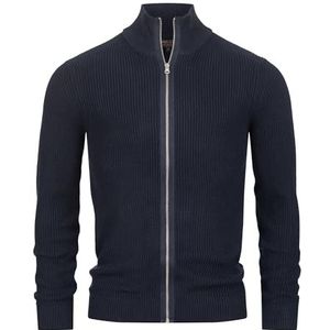 Indicode Heren Dodson Cardigan | Gebreid vest met opstaande kraag van katoen Navy S