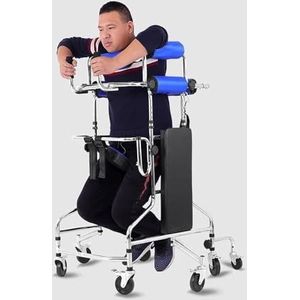 Revalidatie sta-frame met 8 wielen, sta-wandelaars for senioren met zitje, dubbele okselsteun loopframe in hoogte verstelbaar, blauw (Size : Male)