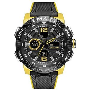 Nieuwe sport analoge digitale horloges, led-achtergrondverlichting Militaire polshorloges, kwarts elektronische duale beweging, 50mwaterdicht multifunctioneel polshorloge,Black yellow