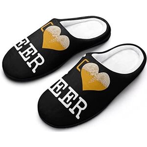 I Heart Beer1 Katoenen Slippers Voor Vrouwen Warme Anti-Slip Rubber Zool Huisschoenen Voor Indoor Hotel 11-12 (42-43)