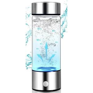 Waterstofwaterfles met PEM SPE Technologie, Glazen Kangen Watermachine Oplaadbare Waterstofwatergenerator Waterstofwaterionisatormachine voor Thuiskantoorreizen(silver)