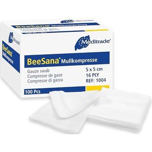 Meditrade Gaasdoekje, niet-röntgendetecteerbaar, niet-steriel, 16-laags, 5 x 5 cm, wit, 1 stuk