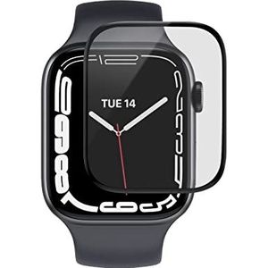 eSTUFF Flexibele hybride glazen schermbeschermer voor Apple Watch Series, W127249572 (beschermhoes voor Apple Watch Series 7/8 45 mm helder/zwart)