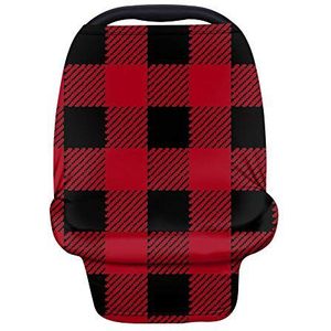 Binienty Buffalo Plaid Design Stretchy Baby Carseat Luifels voor jongens meisjes, ademend, zachte baby's kinderwagen Cover Baby autostoel Cover