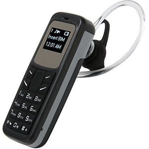Mini Mobiele Telefoon, Kleine Mobiele Telefoon Bluetooth-headsetkiezer met Oorhaakondersteuning SIM Mp3, 2G Wereldwijd 0,66 Inch (Zwart)