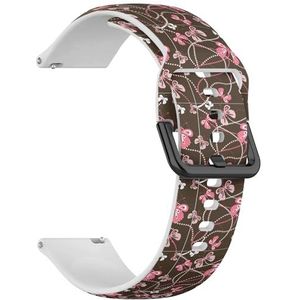 Compatibel met Garmin Forerunner 255S/255S Music/265S/Rey/Venu 2S/Venu 3S/Vivoactive 4S/Vivomove 3S, (elegante vlinders) 18 mm zachte siliconen sportband armband armband