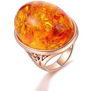 Elegante ringen maat 7-9 ovale hars steen oranje holle ring vrouwelijke bruiloft sieraden, maat: 7 (maat: 8)