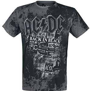 AC/DC Back in Black T-shirt grijs-zwart XL 100% katoen Band merch, Bands