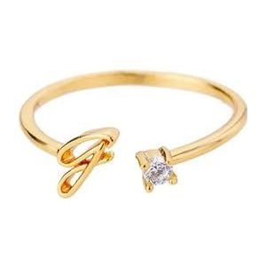 A-Z Initiaal Ringen voor Vrouwen Open Verstelbare Roestvrij Staal Trouwring Trend Gouden Kleur Paar Sieraden Accessoires -7-J-verguld